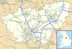 Relief map of South Yorkshire showing location of RAF Norton