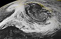 This image illustrates the relative positions of two storm systems over the north-eastern Pacific.