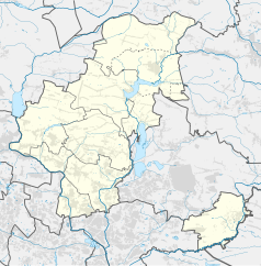 Mapa konturowa powiatu będzińskiego, blisko centrum na prawo u góry znajduje się punkt z opisem „Sulików”