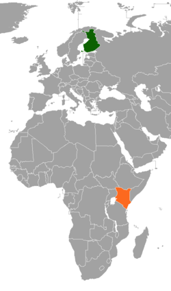 Map indicating locations of Finland and Kenya