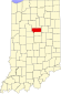 Harta statului Indiana indicând comitatul Howard