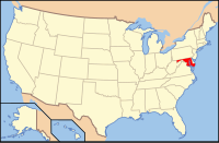 Map of the United States highlighting Maryland