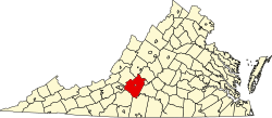 Karte von Bedford County innerhalb von Virginia