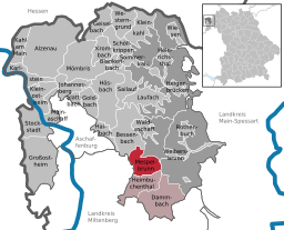 Läget för Mespelbrunn i Landkreis Aschaffenburg