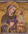 This painting is called the Madonna of the Sunset because the sun shines on its gold background in the afternoon. Mary and baby Jesus are talking about St Francis of Assisi.