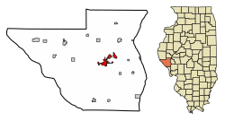 Location of Pittsfield in Pike County, Illinois.