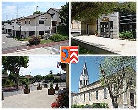 Views of Pusignan, including the town hall and church