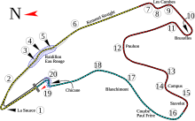 Layout of the Spa-Francorchamps circuit