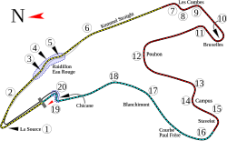 Layout of the Spa-Francorchamps circuit