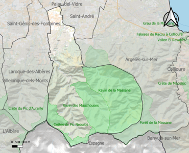 Carte des ZNIEFF de type 1 sur la commune.