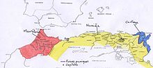 Carte de l'Afrique du Nord à la mort de Massinissa