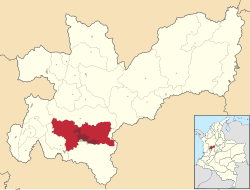 Location of the city and municipality of Manizales in the Department of Caldas.