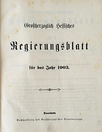 Großherzoglich Hessisches Regierungsblatt (1903)