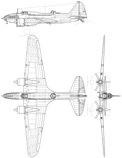 Az Il–4 háromnézeti rajza