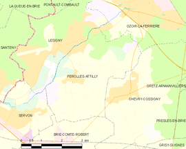 Mapa obce Férolles-Attilly