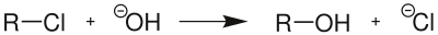 Reaktion von Alkylchloriden mit Hydroxid-Ionen zu Alkoholen