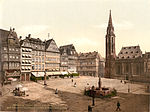 Östra och södra sidan av Römerberg omkring år 1900.