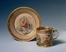 Hard porcelain litron goblet and saucer, Japanese decoration, Manufacture de Sèvres, 1778.