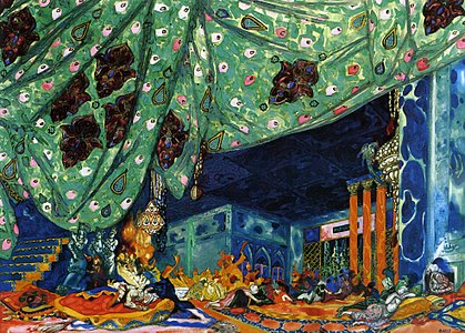 Cenário de Sheherazade (1910) por Leon Bakst