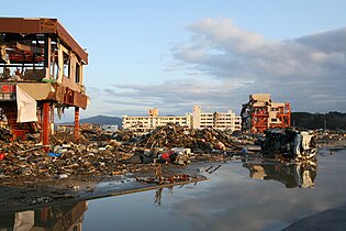 Shizugawan sairaalan ympäristöä tsunamin jälkeen