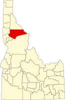 クリアウォーター郡の位置を示したアイダホ州の地図