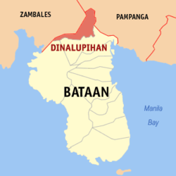 Mapa de Bataan con Dinalupihan resaltado