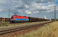 Für Rail Cargo Hungaria werbende 1116 011