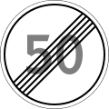 End of speed limit (limit reverts to default for road class) (2014–2021)