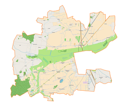 Mapa konturowa gminy wiejskiej Łęczyca, u góry po prawej znajduje się punkt z opisem „Gawrony”