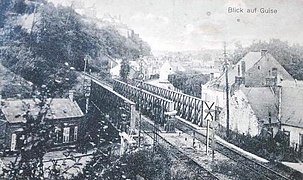 Le « pont de fer » vers 1915 (carte postale allemande).