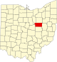 Localização do Map of Ohio highlighting Holmes County