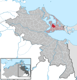 Elhelyezkedése Mecklenburg-Elő-Pomeránia térképén