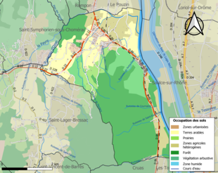 Carte en couleurs présentant l'occupation des sols.