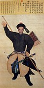 O renegado Oirate Ayusi em seu uniforme Qing. Pintura de Giuseppe Castiglione