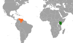 Map indicating locations of Kenya and Venezuela