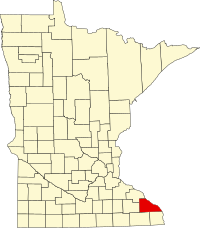 Map of Minesota highlighting Winona County