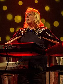 Wakeman playing two keyboards