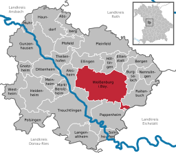Läget för Weissenburg in Bayern i Landkreis Weißenburg-Gunzenhausen