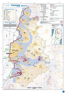 2018 United Nations map of the area, showing the Israeli occupation arrangements in the governorate