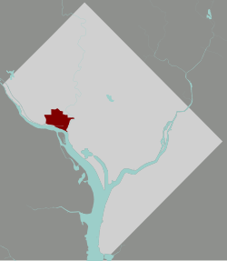 מפה של וושינגטון שבה מודגשת ג'ורג'טאון