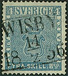 Sveriges första frimärke, 4 skilling banco, utkommer den 1 juli 1855.