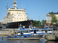 Police patrol boats in Helsinki, Finland