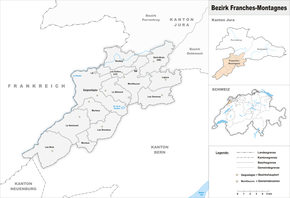 Karte von Bezirk Freiberge (frz.: District des Franches-Montagnes)