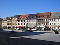 Market place, with fountain, Schmölln, Germany