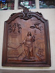 École auvergnate du XVIIe siècle, La Vierge apparaissant à saint Jacques, bas-relief en bois de merisier.