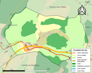 Carte en couleurs présentant l'occupation des sols.