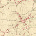 Kaart met herdgangen: Veldhoven, Korvel en Heuvel in 1835