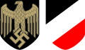 海軍のシュタールヘルムのデカール。左側に金色の海軍鷲章。右側に黒白赤の国家色。