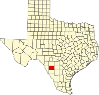 Locatie van Zavala County in Texas