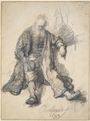 Sitzender Greis (Der trunkene Lot?) von Rembrandt van Rijn, ca. 1630–1633